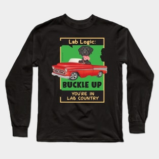 Black Lab in red truck Long Sleeve T-Shirt